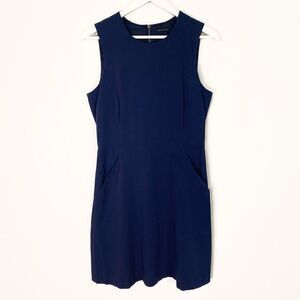 Theory Blue Sleeveless Sheath Dress with Pockets